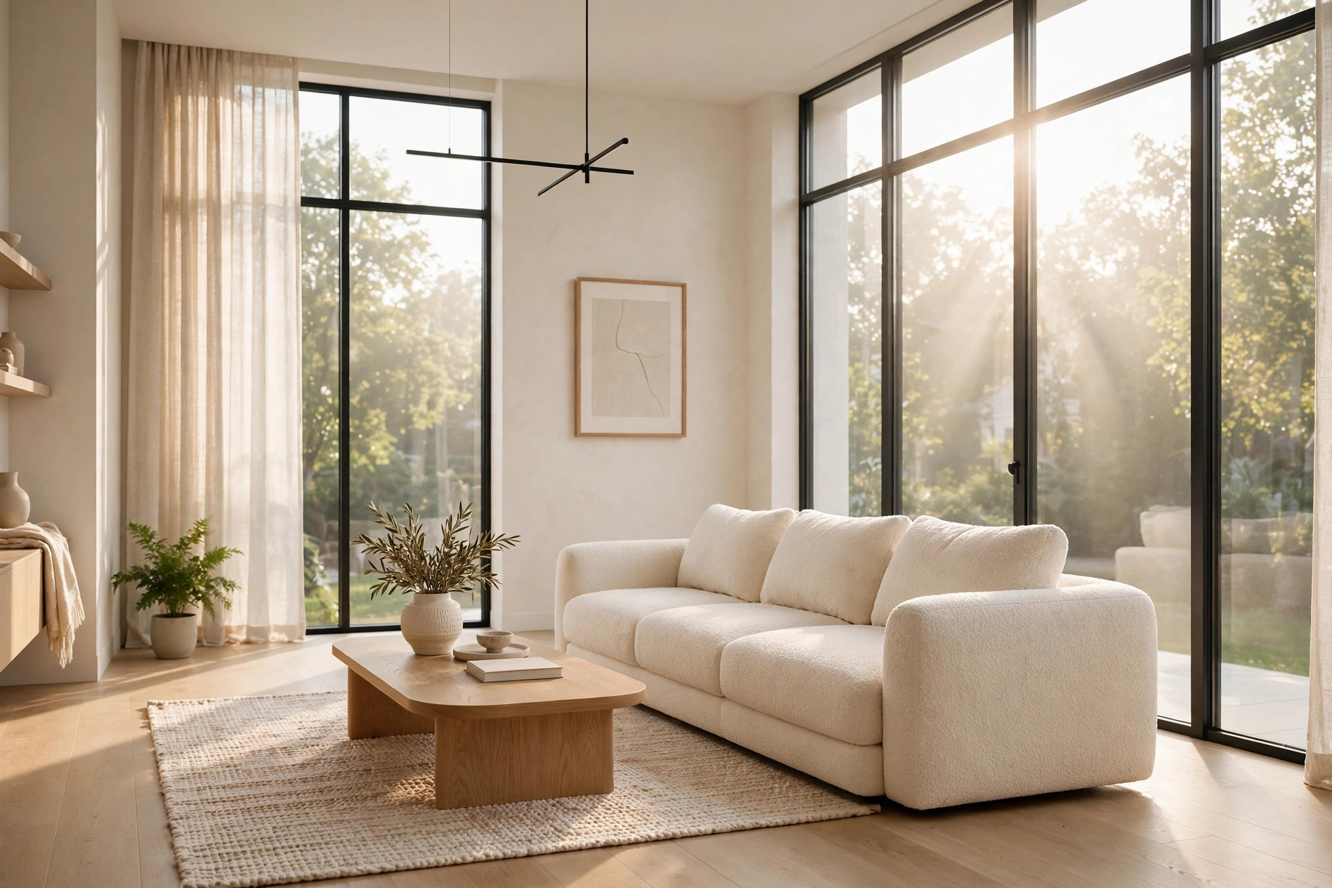 Sunlit, immaculate Utah County living room after a whole-home clean